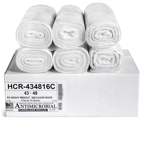 Can Liner, High Density, 43x48 Rolls, Natural, 13 Micron, Fits 56 Gallon